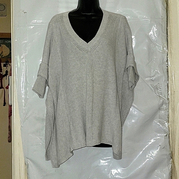 SIMPLY VERA WANG Batwing Textured Ribbed S/M Blue Sweater Oversized Business - Picture 2 of 7